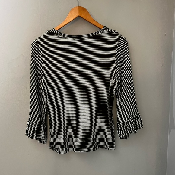 Banana Republic Designer Tee Bell Sleeve green white Striped XS - Picture 5 of 10